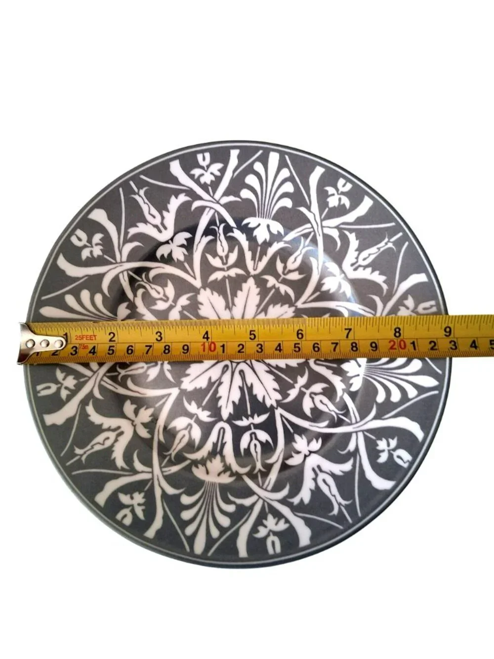 Z Gallerie Salad/Bread Plates Gray & White Floral Ceramic Indonesia Set of 6